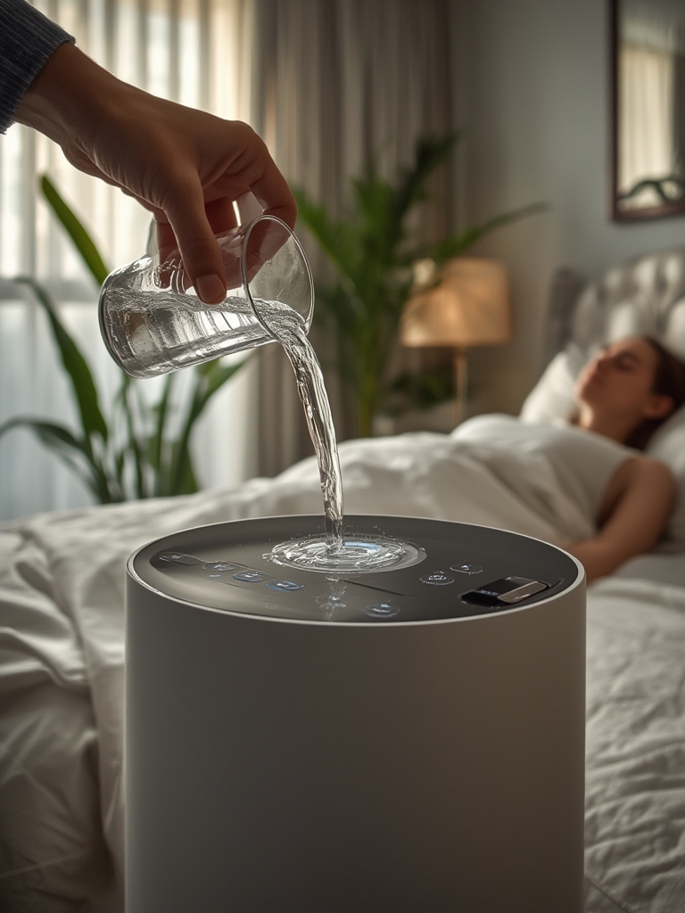 humidifier bedroom in action