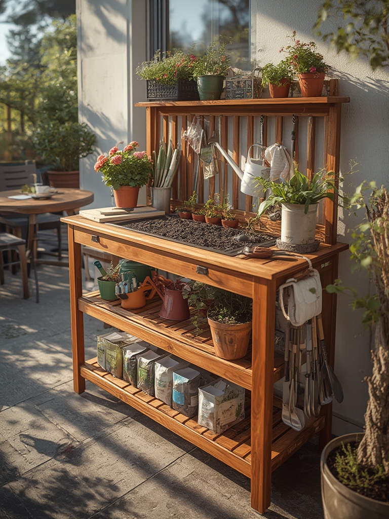 potting bench in action