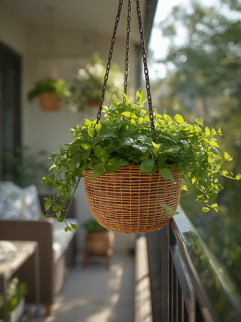 hanging planters in action