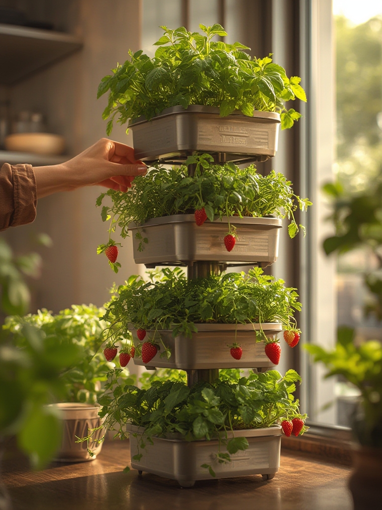 vertical planter in action