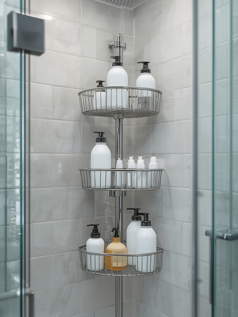 shower caddy in action